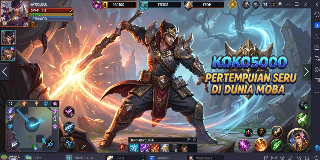 Screenshot KOKO5000 menampilkan aksi seru dalam pertempuran MOBA.