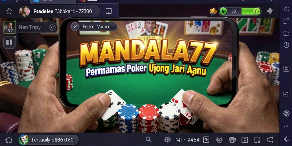 Screenshot gameplay MANDALA77 dengan suasana poker yang menegangkan.